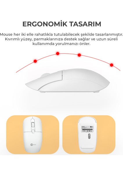 KW203 2.4ghz Kablosuz Türkçe Q Klavye & Mouse Set Beyaz