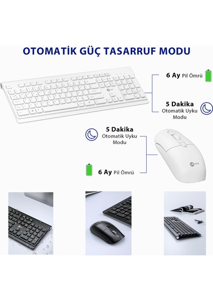 KW203 2.4ghz Kablosuz Türkçe Q Klavye & Mouse Set Beyaz