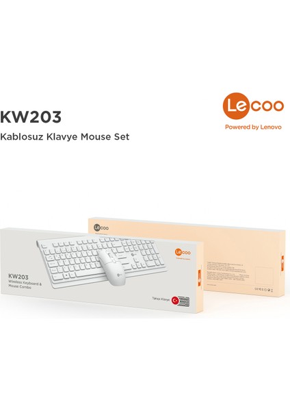 KW203 2.4ghz Kablosuz Türkçe Q Klavye & Mouse Set Beyaz