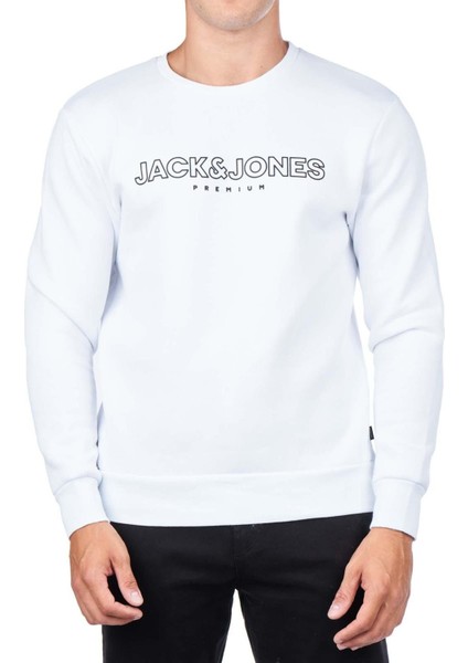 Jprblajason Bisiklet Yaka Beyaz Erkek Sweatshirt 12245593 V1