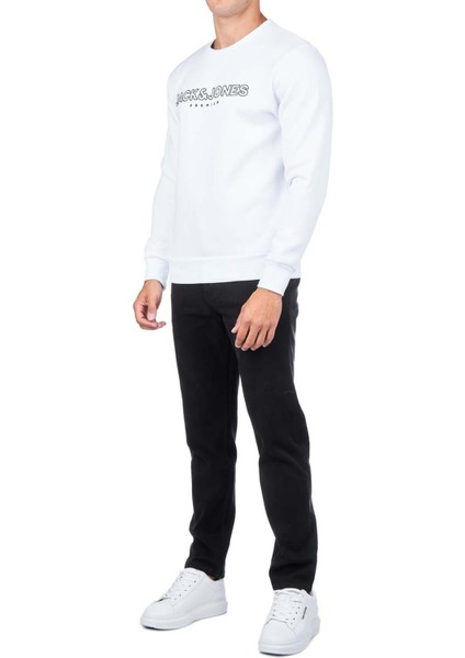 Jprblajason Bisiklet Yaka Beyaz Erkek Sweatshirt 12245593 V1
