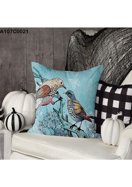 Kırlent Kılıf Çift Tarafı Baskılı Süet Kumaş