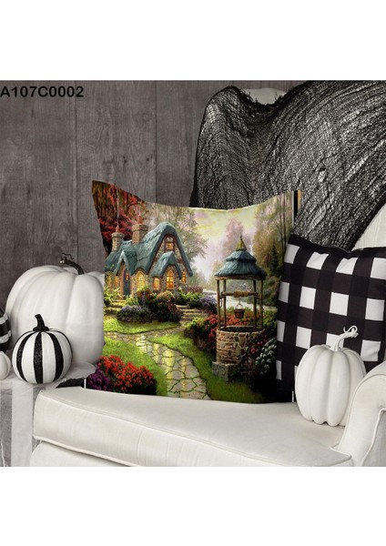 Kırlent Kılıf Çift Tarafı Baskılı Süet Kumaş