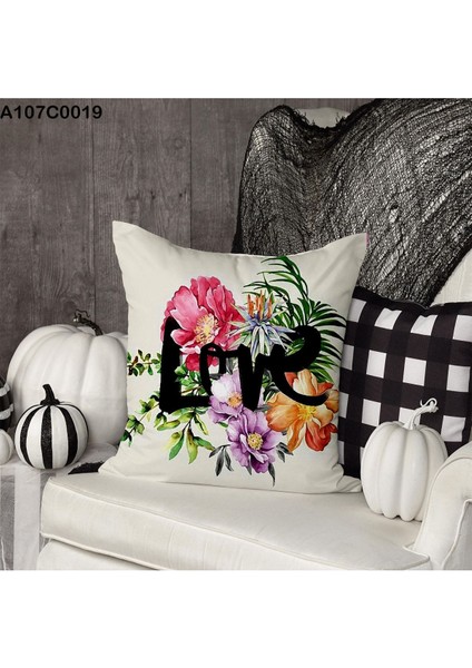 Kırlent Kılıf Çift Tarafı Baskılı Süet Kumaş