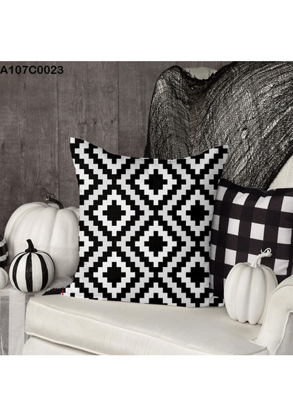 Kırlent Kılıf Çift Tarafı Baskılı Süet Kumaş