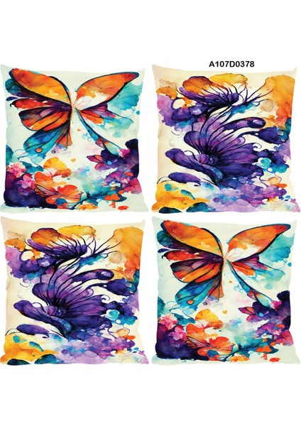 Temalı 4'lı Kırlent Kılıf Seti Çift Tarafı Baskılı