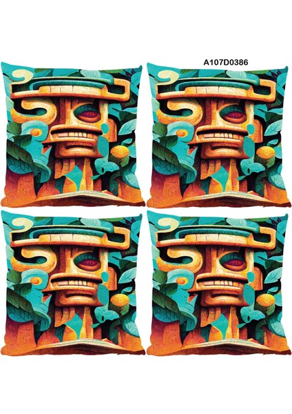 Temalı 4'lı Kırlent Kılıf Seti Çift Tarafı Baskılı