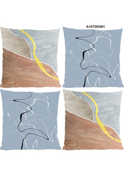 Temalı 4'lı Kırlent Kılıf Seti Çift Tarafı Baskılı