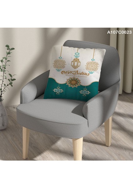 Kırlent Kılıf Çift Tarafı Baskılı Süet Kumaş