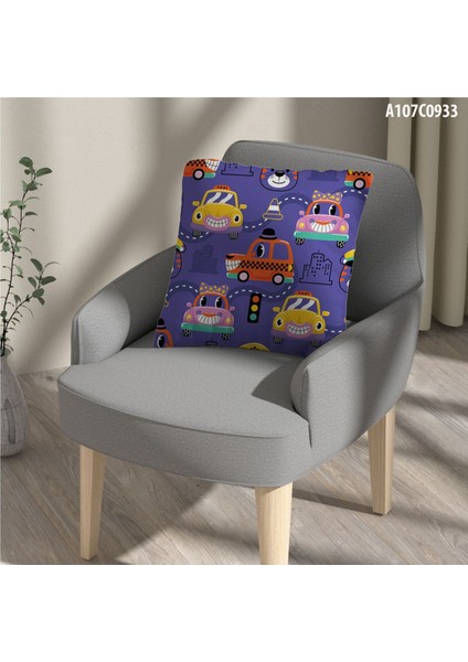 Kırlent Kılıf Çift Tarafı Baskılı Süet Kumaş