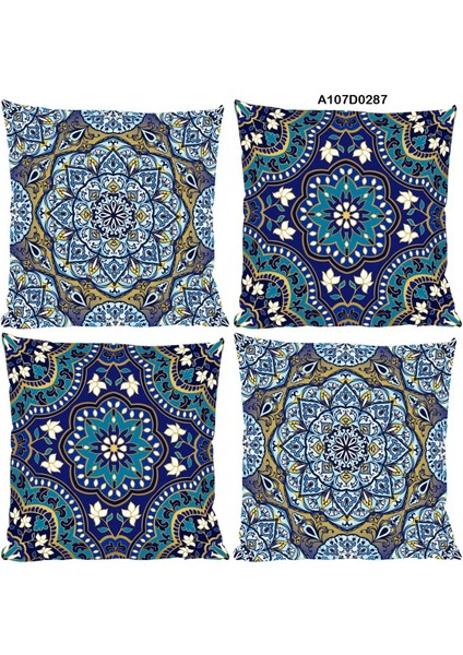 Temalı 4'lı Kırlent Kılıf Seti Çift Tarafı Baskılı