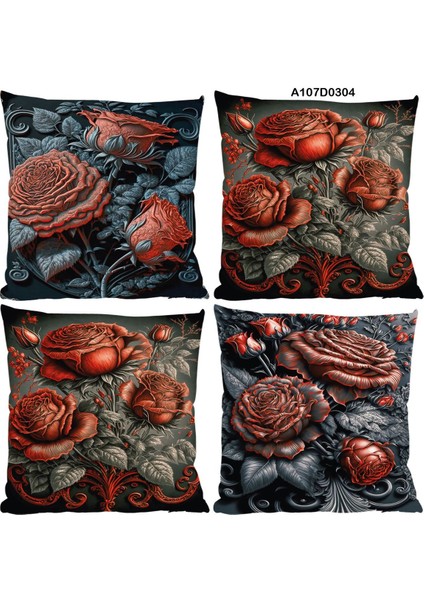 Temalı 4'lı Kırlent Kılıf Seti Çift Tarafı Baskılı