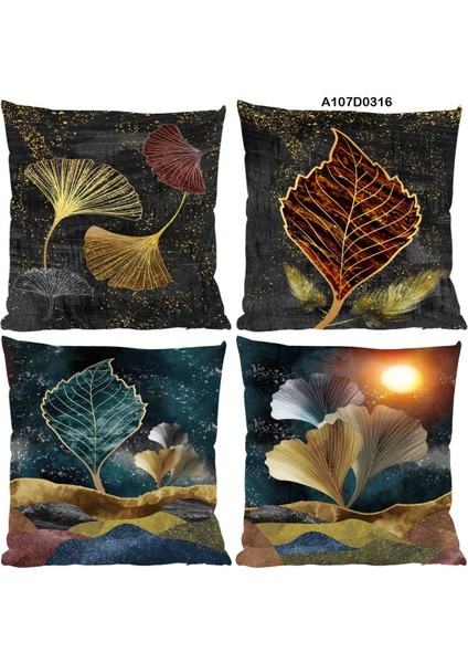 Temalı 4'lı Kırlent Kılıf Seti Çift Tarafı Baskılı