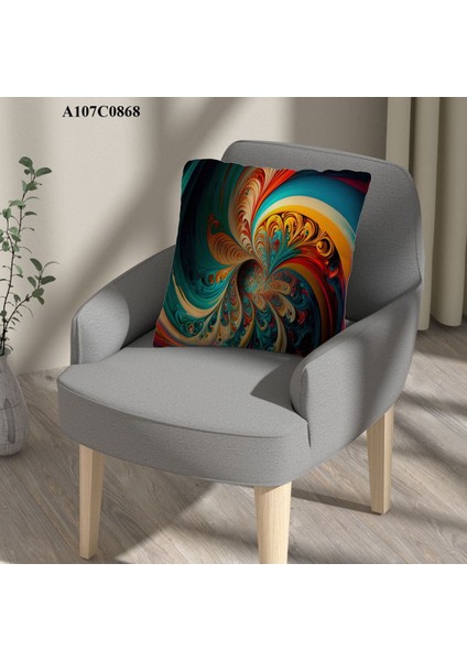 Kırlent Kılıf Çift Tarafı Baskılı Süet Kumaş