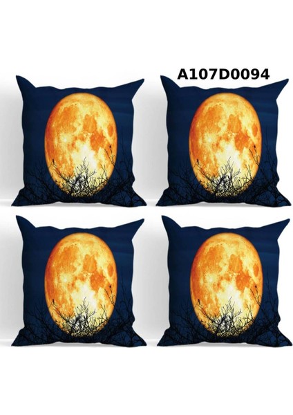 Temalı 4'lı Kırlent Kılıf Seti Çift Tarafı Baskılı