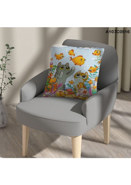 Kırlent Kılıf Çift Tarafı Baskılı Süet Kumaş