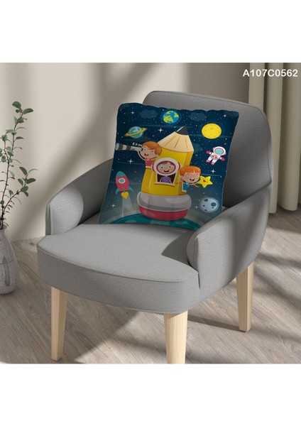 Kırlent Kılıf Çift Tarafı Baskılı Süet Kumaş