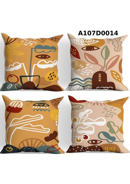 Temalı 4'lı Kırlent Kılıf Seti Çift Tarafı Baskılı