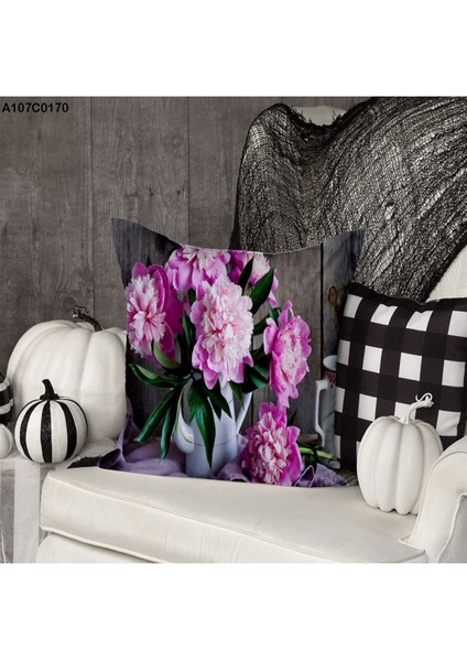 Kırlent Kılıf Çift Tarafı Baskılı Süet Kumaş