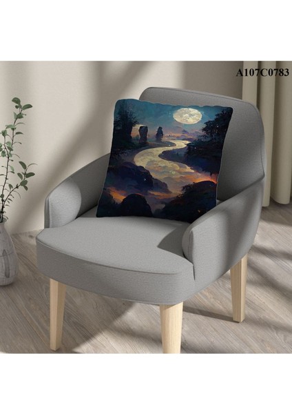 Kırlent Kılıf Çift Tarafı Baskılı Süet Kumaş