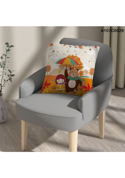 Kırlent Kılıf Çift Tarafı Baskılı Süet Kumaş