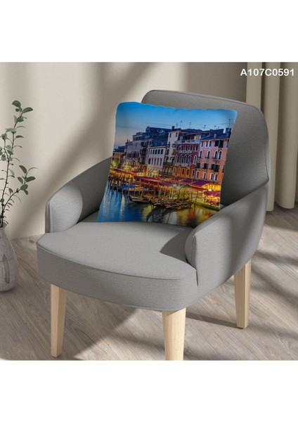 Kırlent Kılıf Çift Tarafı Baskılı Süet Kumaş