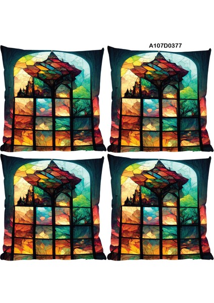 Temalı 4'lı Kırlent Kılıf Seti Çift Tarafı Baskılı