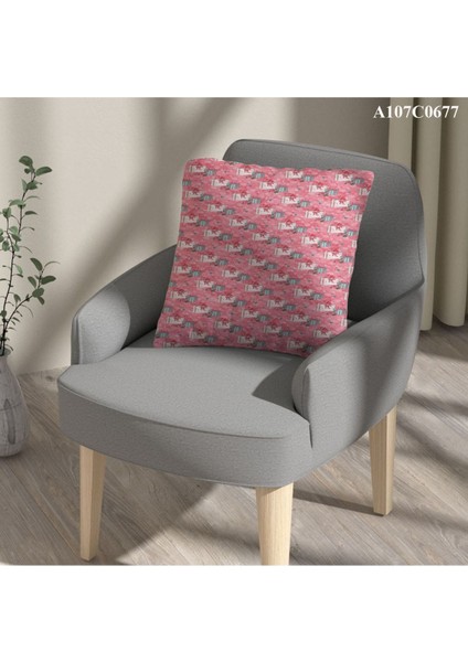 Kırlent Kılıf Çift Tarafı Baskılı Süet Kumaş