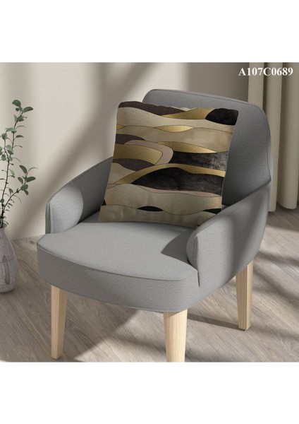 Kırlent Kılıf Çift Tarafı Baskılı Süet Kumaş