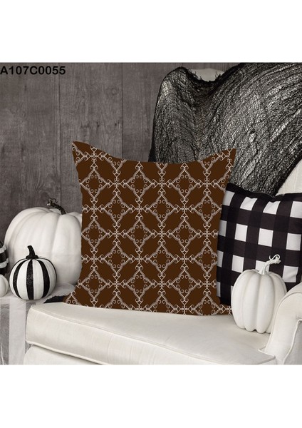 Kırlent Kılıf Çift Tarafı Baskılı Süet Kumaş