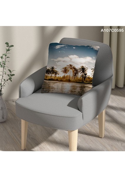 Kırlent Kılıf Çift Tarafı Baskılı Süet Kumaş