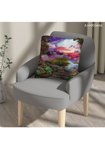 Kırlent Kılıf Çift Tarafı Baskılı Süet Kumaş