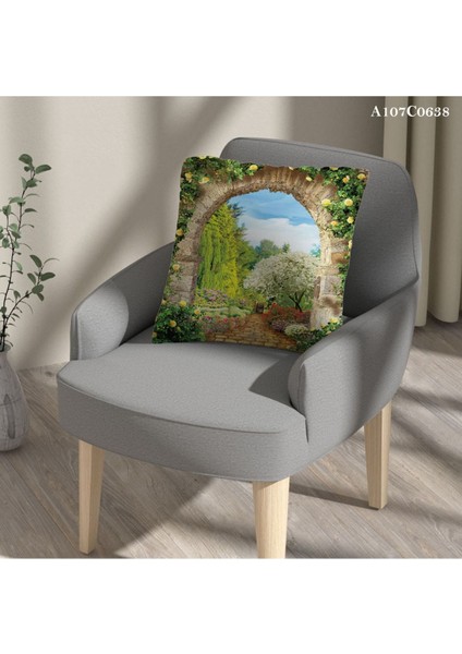 Kırlent Kılıf Çift Tarafı Baskılı Süet Kumaş