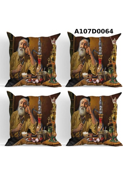 Temalı 4'lı Kırlent Kılıf Seti Çift Tarafı Baskılı