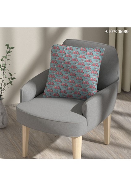 Kırlent Kılıf Çift Tarafı Baskılı Süet Kumaş