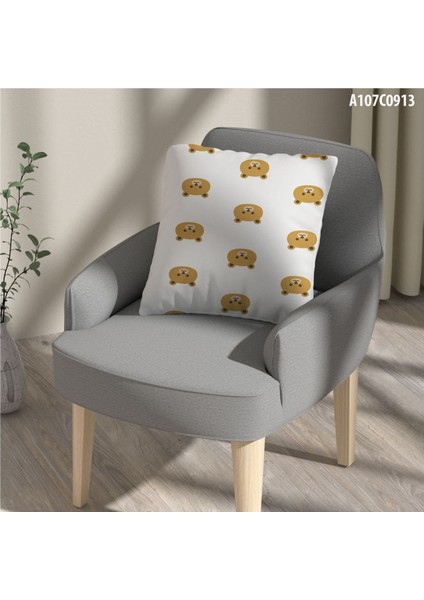 Kırlent Kılıf Çift Tarafı Baskılı Süet Kumaş