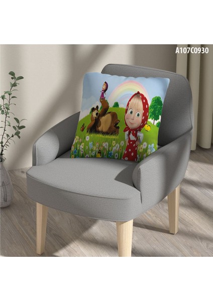 Kırlent Kılıf Çift Tarafı Baskılı Süet Kumaş