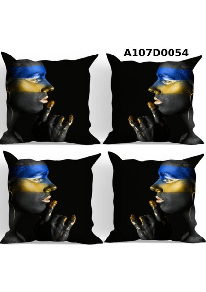 Temalı 4'lı Kırlent Kılıf Seti Çift Tarafı Baskılı