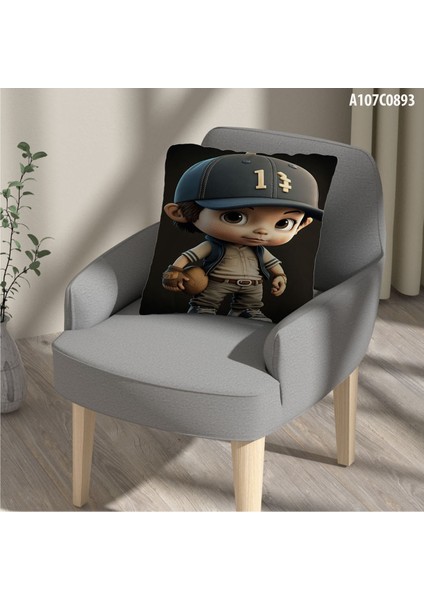 Kırlent Kılıf Çift Tarafı Baskılı Süet Kumaş