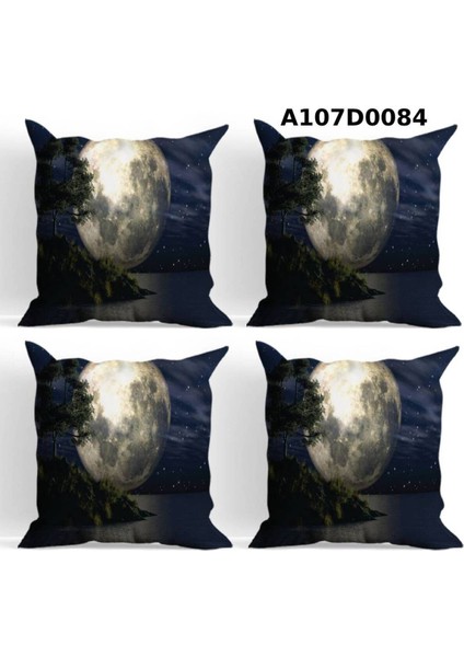 Temalı 4'lı Kırlent Kılıf Seti Çift Tarafı Baskılı