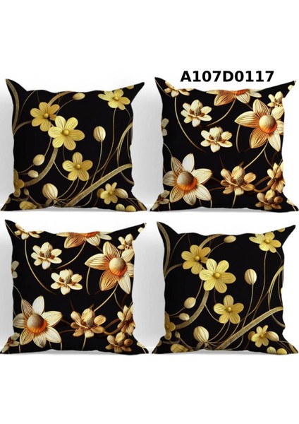 Temalı 4'lı Kırlent Kılıf Seti Çift Tarafı Baskılı