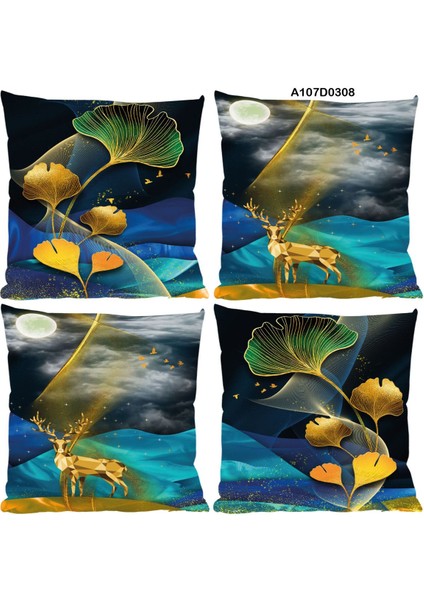 Temalı 4'lı Kırlent Kılıf Seti Çift Tarafı Baskılı