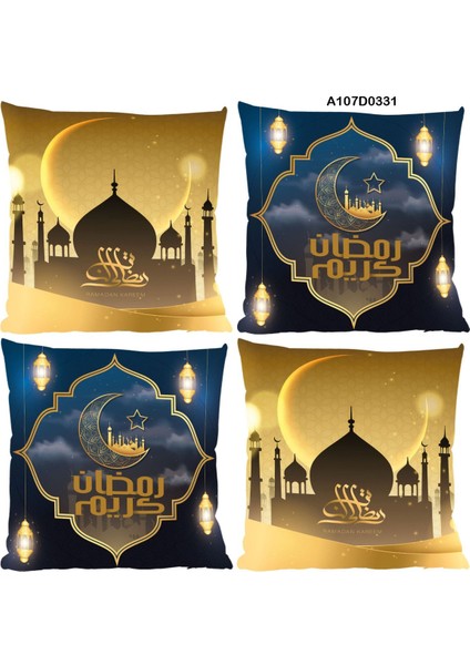 Temalı 4'lı Kırlent Kılıf Seti Çift Tarafı Baskılı