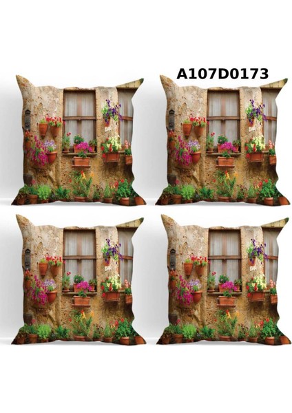 Temalı 4'lı Kırlent Kılıf Seti Çift Tarafı Baskılı