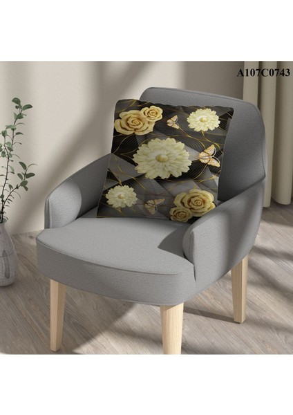 Kırlent Kılıf Çift Tarafı Baskılı Süet Kumaş