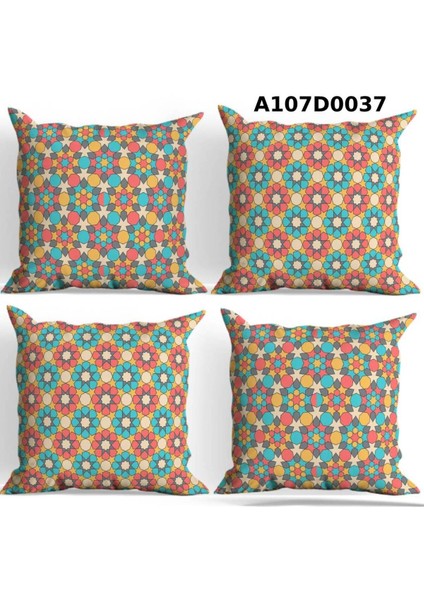 Temalı 4'lı Kırlent Kılıf Seti Çift Tarafı Baskılı