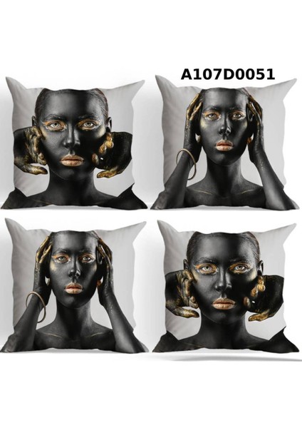 Temalı 4'lı Kırlent Kılıf Seti Çift Tarafı Baskılı