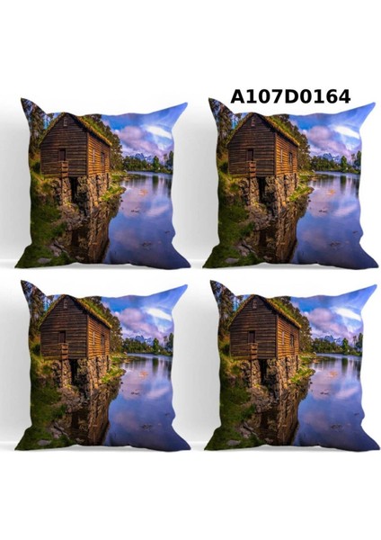 Temalı 4'lı Kırlent Kılıf Seti Çift Tarafı Baskılı