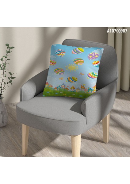 Kırlent Kılıf Çift Tarafı Baskılı Süet Kumaş