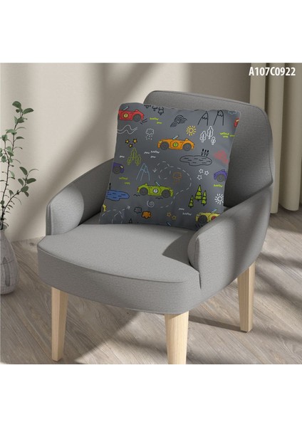 Kırlent Kılıf Çift Tarafı Baskılı Süet Kumaş